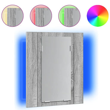 vidaXL LED-Spiegelschrank Grau Sonoma 40x12x45 cm Holzwerkstoff