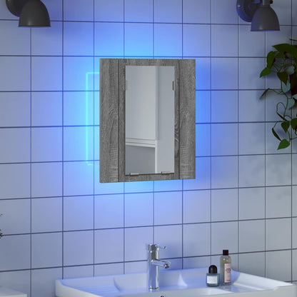 vidaXL LED-Spiegelschrank Grau Sonoma 40x12x45 cm Holzwerkstoff