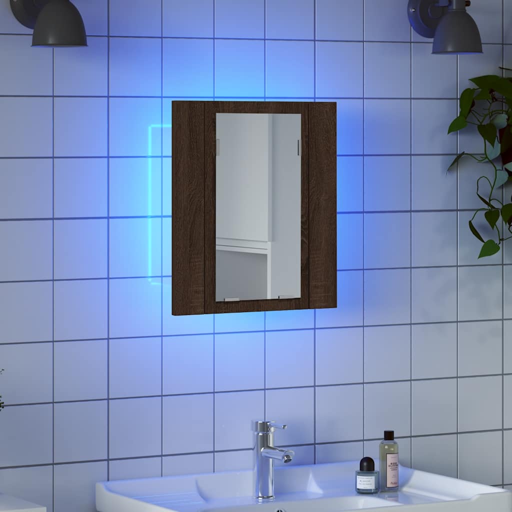vidaXL LED-Spiegelschrank Braun Eichen-Optik 40x12x45 cm Holzwerkstoff