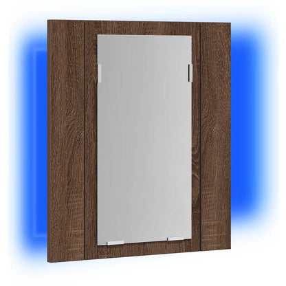 vidaXL LED-Spiegelschrank Braun Eichen-Optik 40x12x45 cm Holzwerkstoff