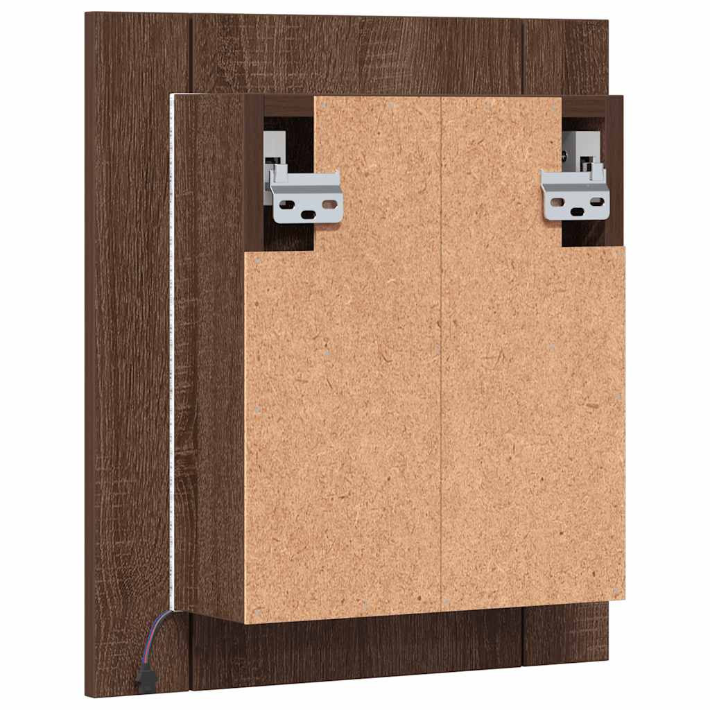 vidaXL LED-Spiegelschrank Braun Eichen-Optik 40x12x45 cm Holzwerkstoff