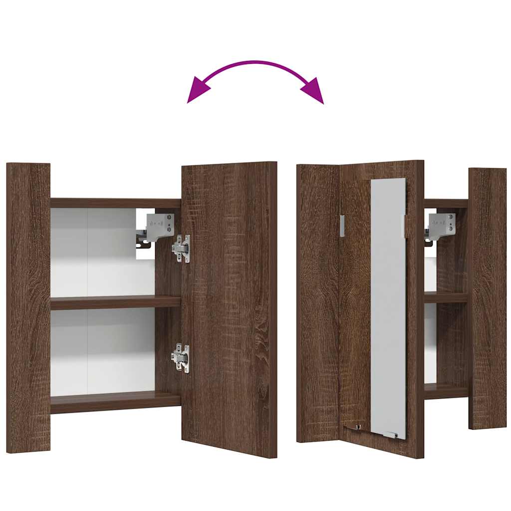 vidaXL LED-Spiegelschrank Braun Eichen-Optik 40x12x45 cm Holzwerkstoff
