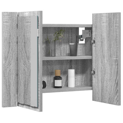vidaXL LED-Spiegelschrank Grau Sonoma 60x12x45 cm Holzwerkstoff