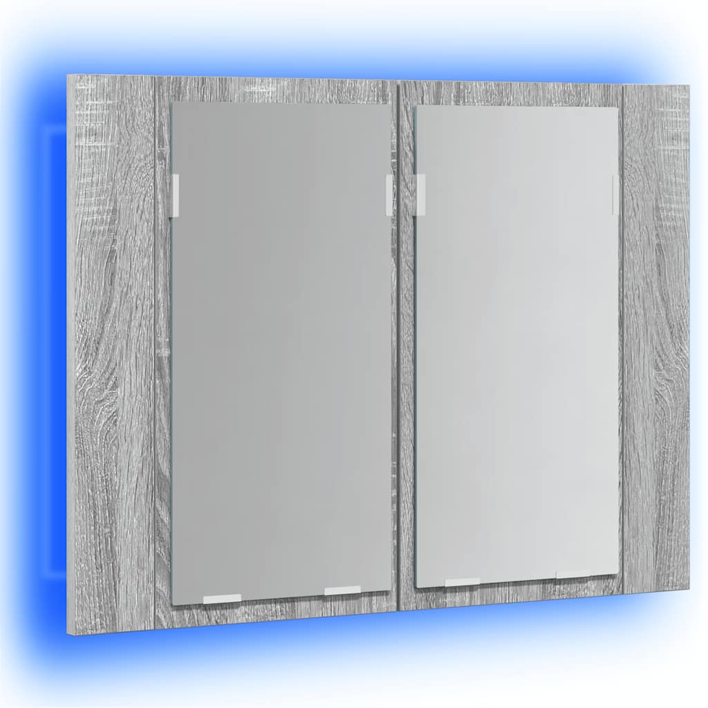 vidaXL LED-Spiegelschrank Grau Sonoma 60x12x45 cm Holzwerkstoff