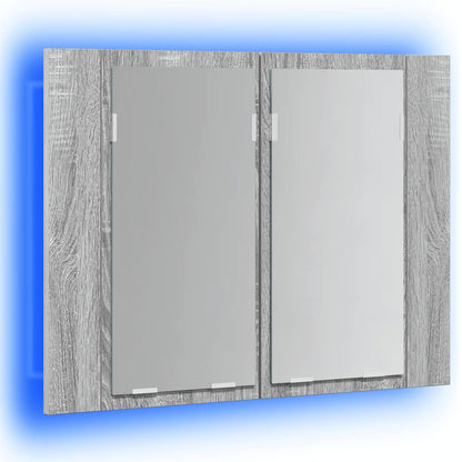 vidaXL LED-Spiegelschrank Grau Sonoma 60x12x45 cm Holzwerkstoff