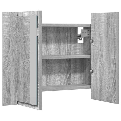 vidaXL LED-Spiegelschrank Grau Sonoma 60x12x45 cm Holzwerkstoff