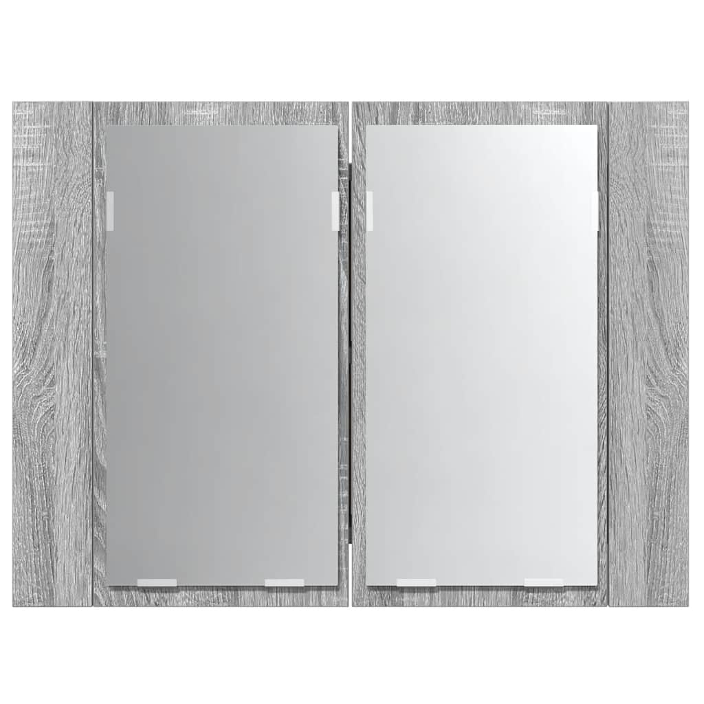 vidaXL LED-Spiegelschrank Grau Sonoma 60x12x45 cm Holzwerkstoff