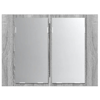 vidaXL LED-Spiegelschrank Grau Sonoma 60x12x45 cm Holzwerkstoff