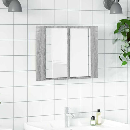 vidaXL LED-Spiegelschrank Grau Sonoma 60x12x45 cm Holzwerkstoff