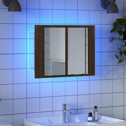 vidaXL LED-Spiegelschrank Braun Eichen-Optik 60x12x45 cm Holzwerkstoff
