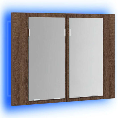 vidaXL LED-Spiegelschrank Braun Eichen-Optik 60x12x45 cm Holzwerkstoff