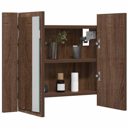 vidaXL LED-Spiegelschrank Braun Eichen-Optik 60x12x45 cm Holzwerkstoff