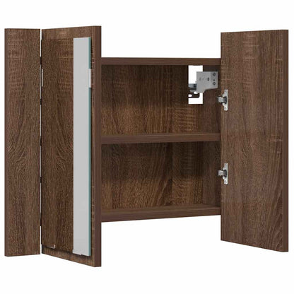 vidaXL LED-Spiegelschrank Braun Eichen-Optik 60x12x45 cm Holzwerkstoff