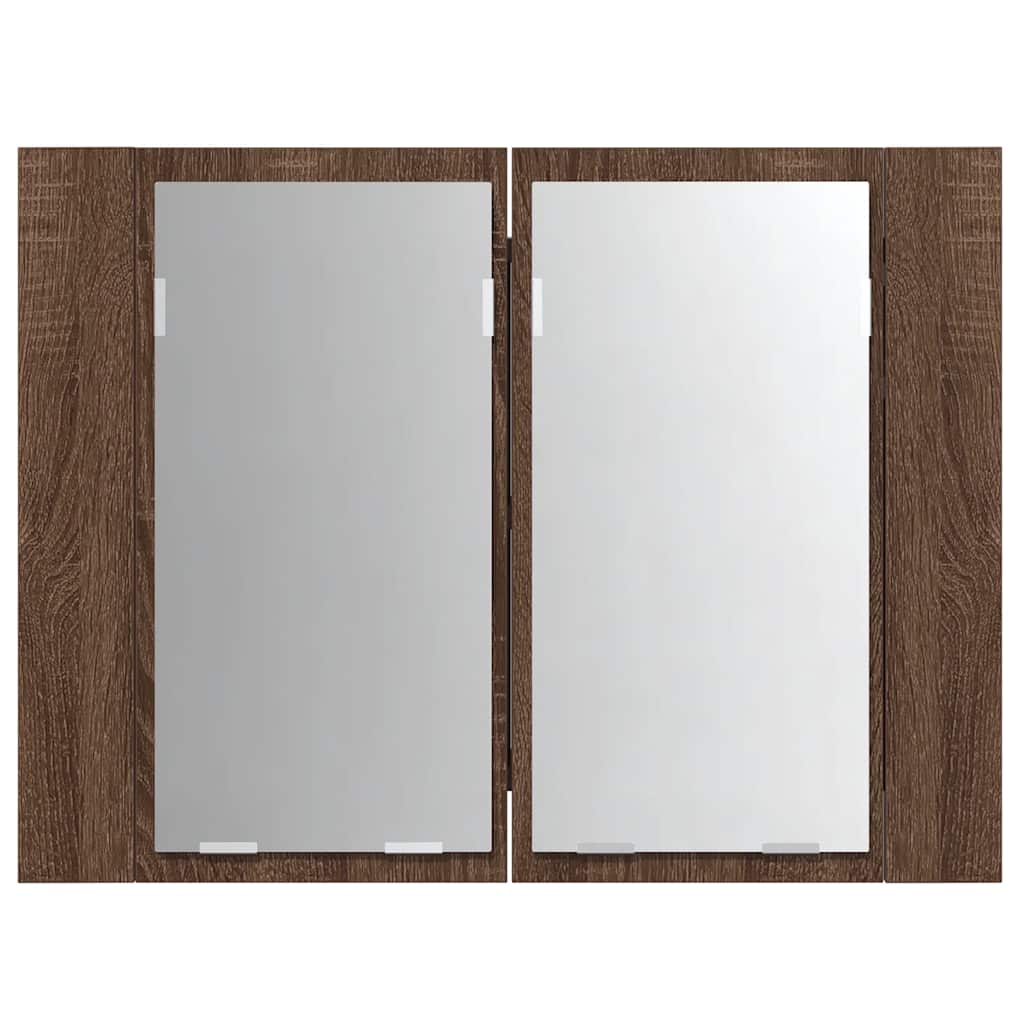 vidaXL LED-Spiegelschrank Braun Eichen-Optik 60x12x45 cm Holzwerkstoff