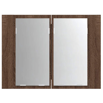 vidaXL LED-Spiegelschrank Braun Eichen-Optik 60x12x45 cm Holzwerkstoff
