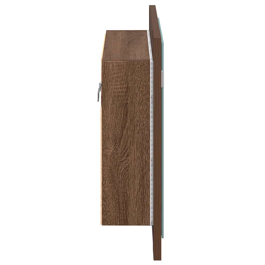 vidaXL LED-Spiegelschrank Braun Eichen-Optik 60x12x45 cm Holzwerkstoff