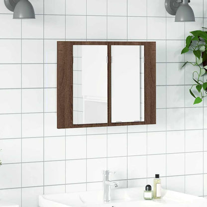 vidaXL LED-Spiegelschrank Braun Eichen-Optik 60x12x45 cm Holzwerkstoff