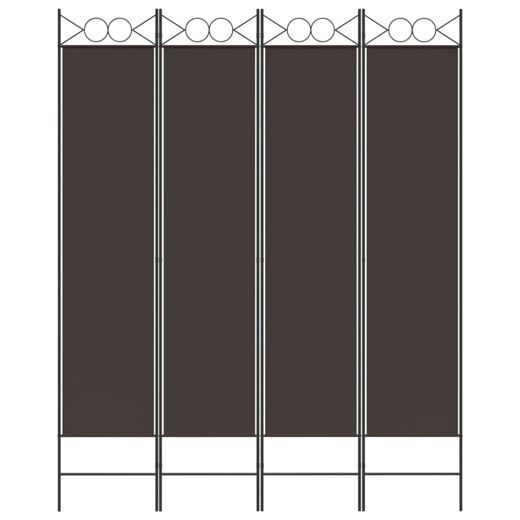 vidaXL 4-tlg. Paravent Braun 160x200 cm Stoff
