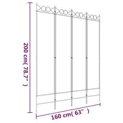 vidaXL 4-tlg. Paravent Braun 160x200 cm Stoff
