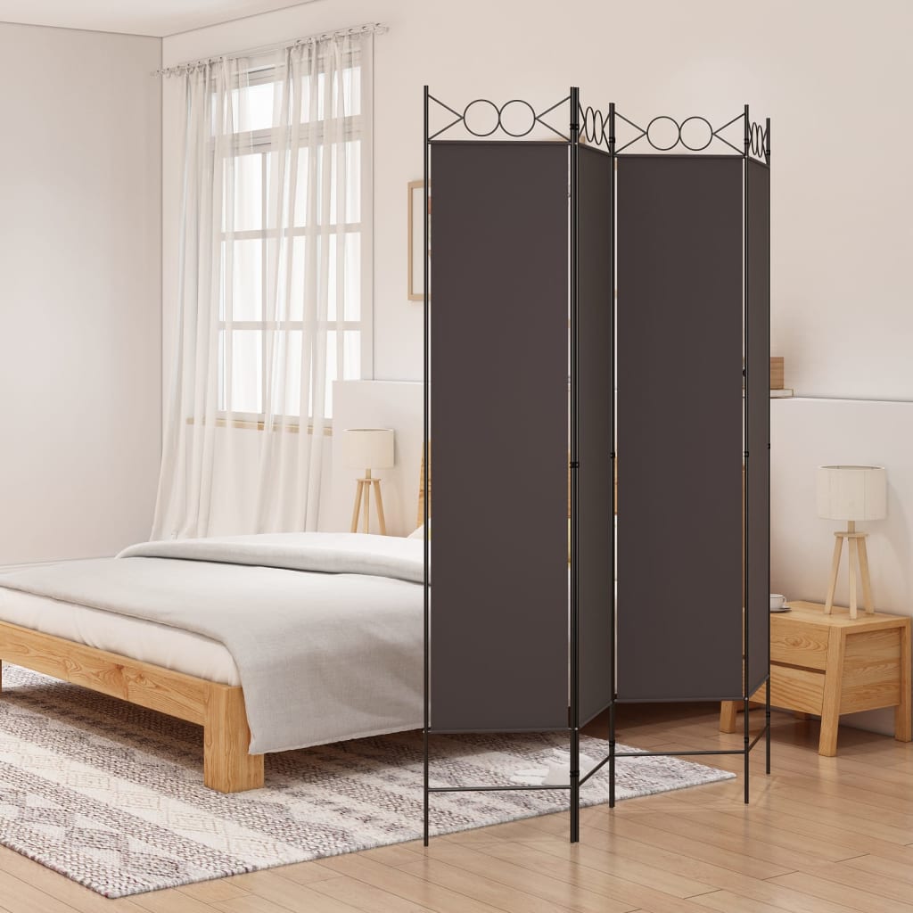 vidaXL 4-tlg. Paravent Braun 160x200 cm Stoff