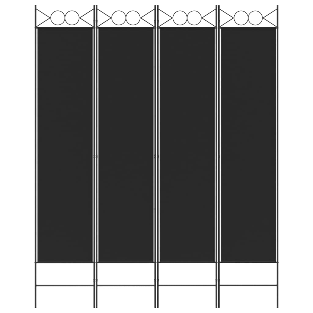 vidaXL 4-tlg. Paravent Schwarz 160x200 cm Stoff
