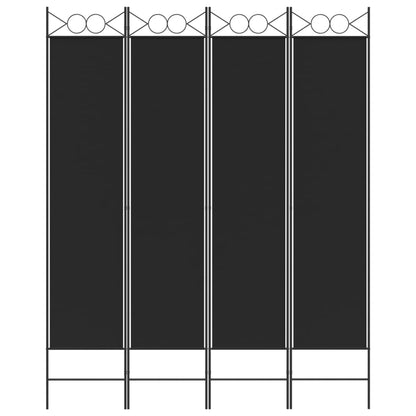 vidaXL 4-tlg. Paravent Schwarz 160x200 cm Stoff