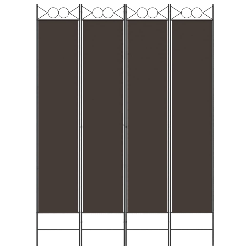 vidaXL 4-tlg. Paravent Braun 160x220 cm Stoff