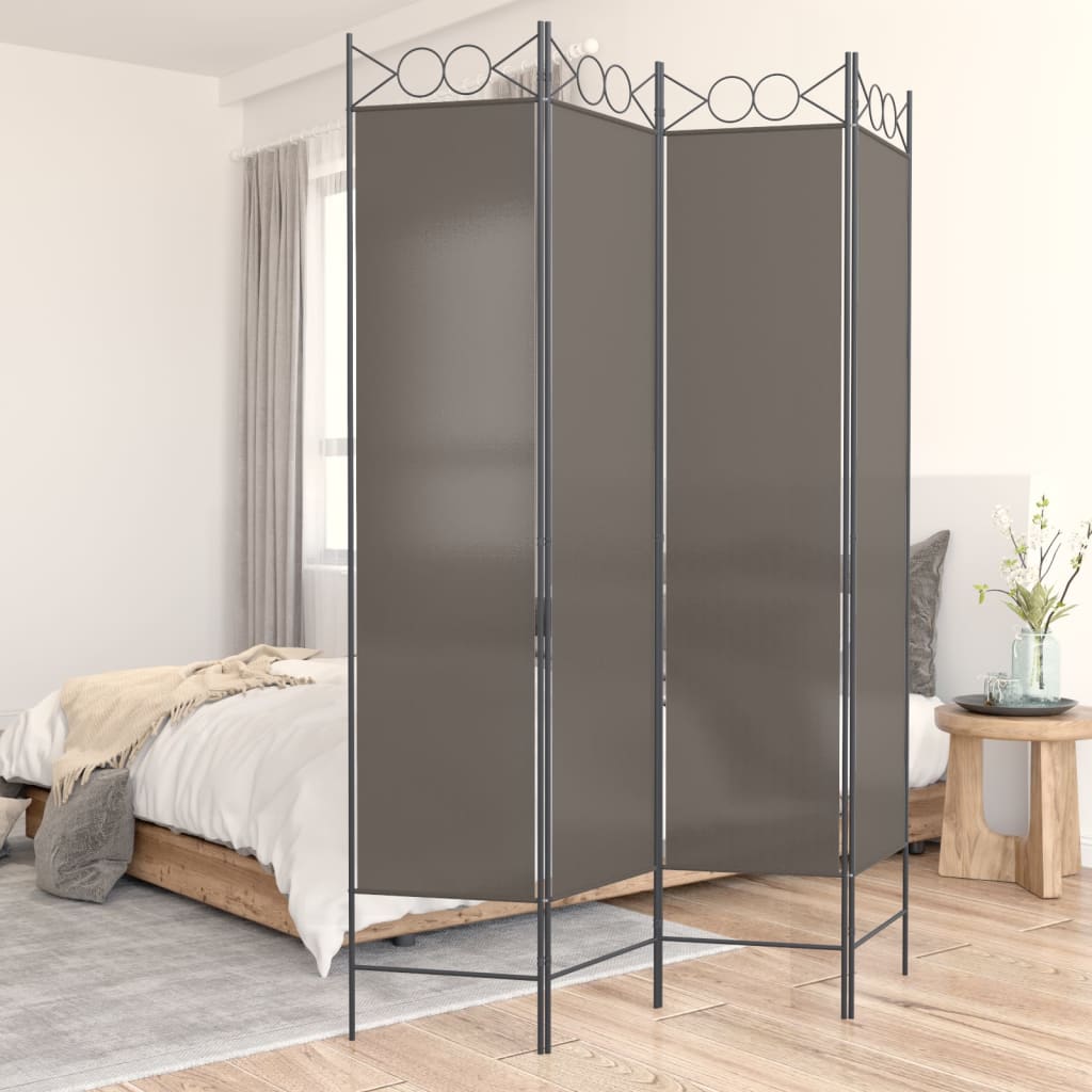 vidaXL 4-tlg. Paravent Anthrazit 160x220 cm Stoff