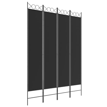 vidaXL 4-tlg. Paravent Schwarz 160x220 cm Stoff