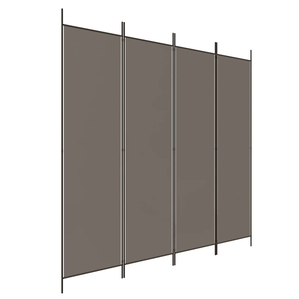 vidaXL 4-tlg. Paravent Anthrazit 200x200 cm Stoff