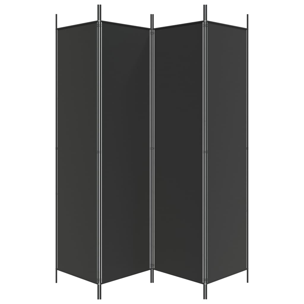 vidaXL 4-tlg. Paravent Schwarz 200x200 cm Stoff