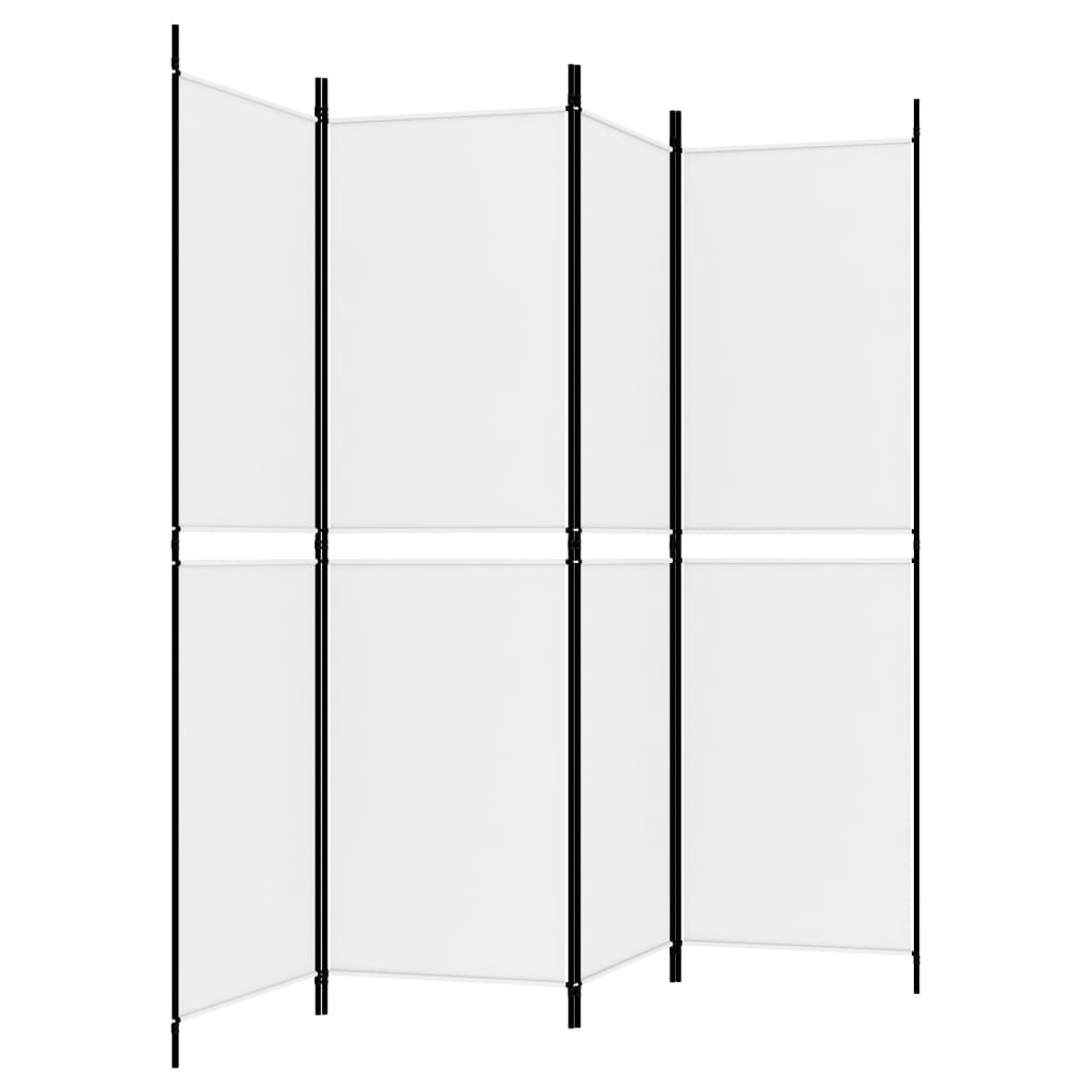 vidaXL 4-tlg. Paravent Weiß 200x180 cm Stoff