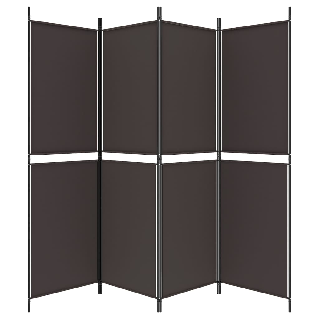 vidaXL 4-tlg. Paravent Braun 200x180 cm Stoff