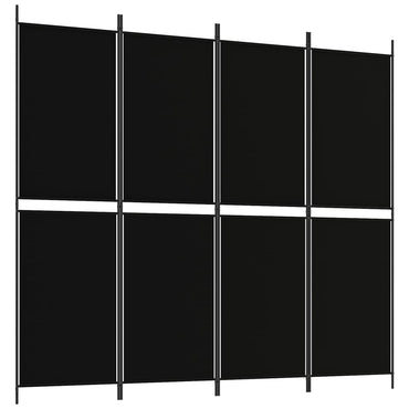 vidaXL 4-tlg. Paravent Schwarz 200x180 cm Stoff