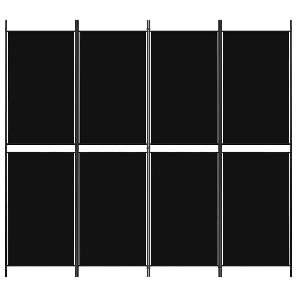 vidaXL 4-tlg. Paravent Schwarz 200x180 cm Stoff
