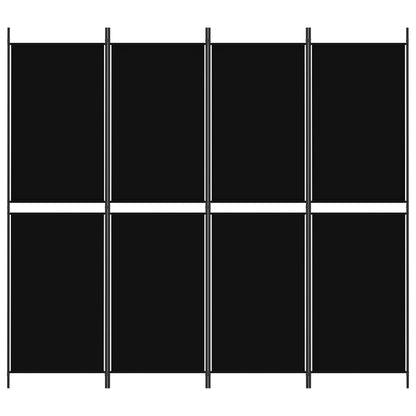 vidaXL 4-tlg. Paravent Schwarz 200x180 cm Stoff