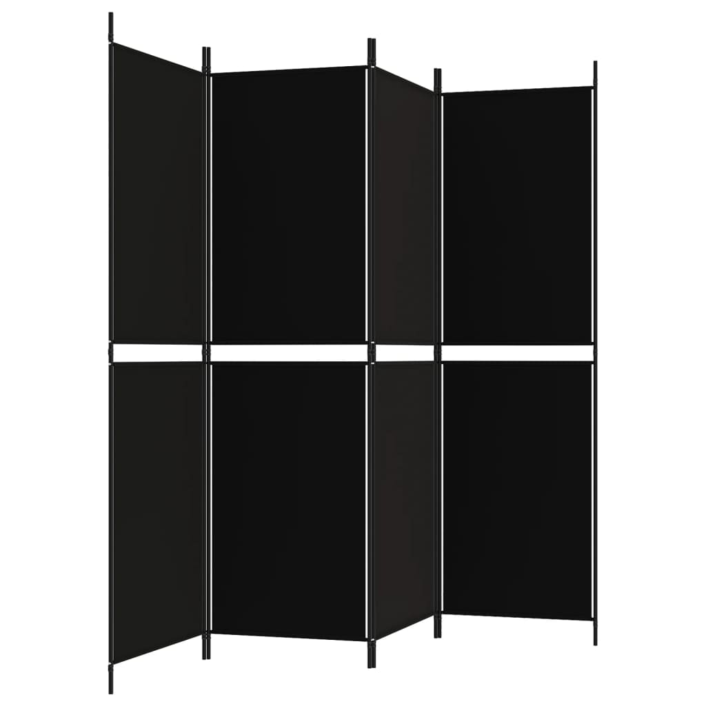 vidaXL 4-tlg. Paravent Schwarz 200x180 cm Stoff