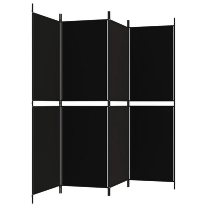 vidaXL 4-tlg. Paravent Schwarz 200x180 cm Stoff