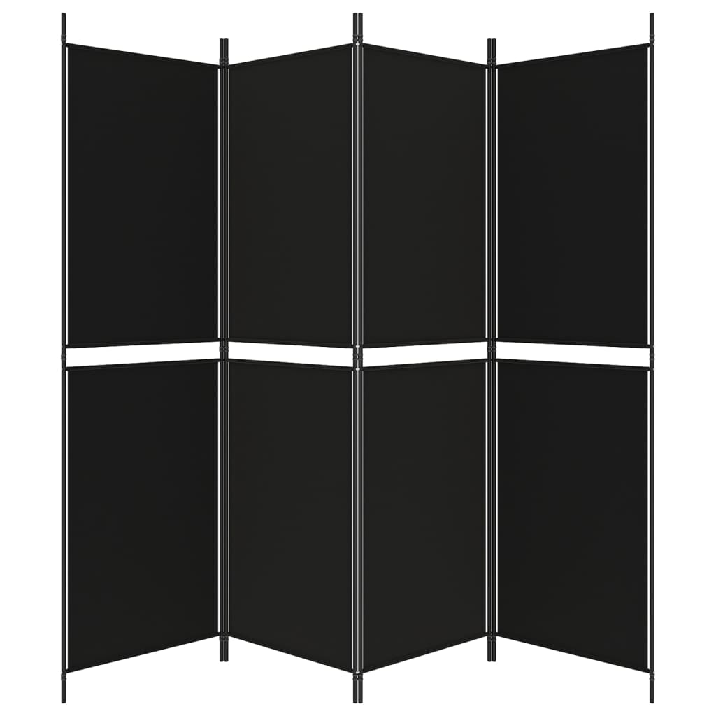 vidaXL 4-tlg. Paravent Schwarz 200x180 cm Stoff