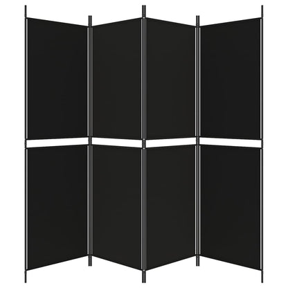 vidaXL 4-tlg. Paravent Schwarz 200x180 cm Stoff