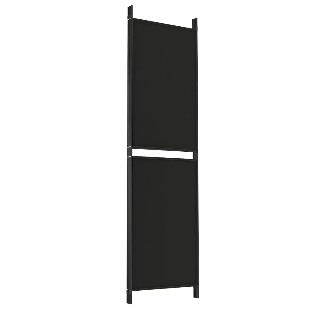 vidaXL 4-tlg. Paravent Schwarz 200x180 cm Stoff