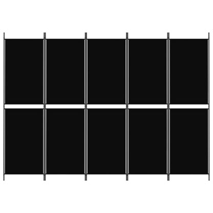 5-tlg. Paravent Schwarz 250x180 cm Stoff