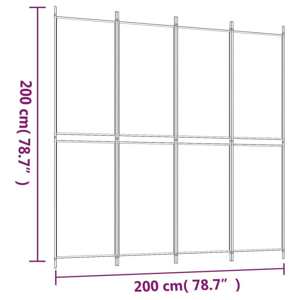 vidaXL 4-tlg. Paravent Weiß 200x200 cm Stoff