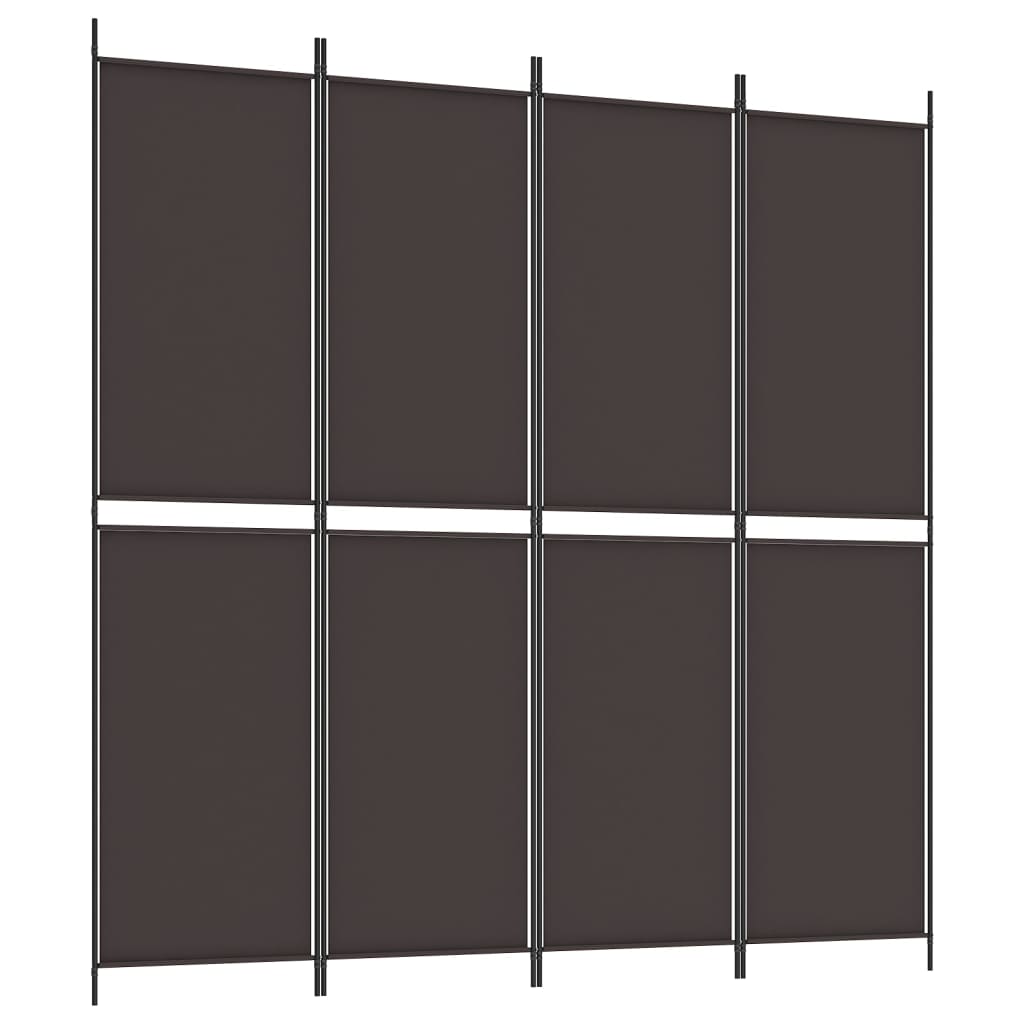 vidaXL 4-tlg. Paravent Braun 200x200 cm Stoff