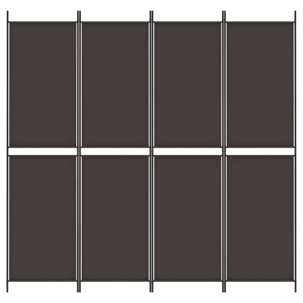vidaXL 4-tlg. Paravent Braun 200x200 cm Stoff