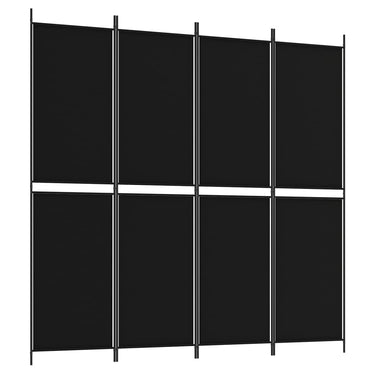 vidaXL 4-tlg. Paravent Schwarz 200x200 cm Stoff