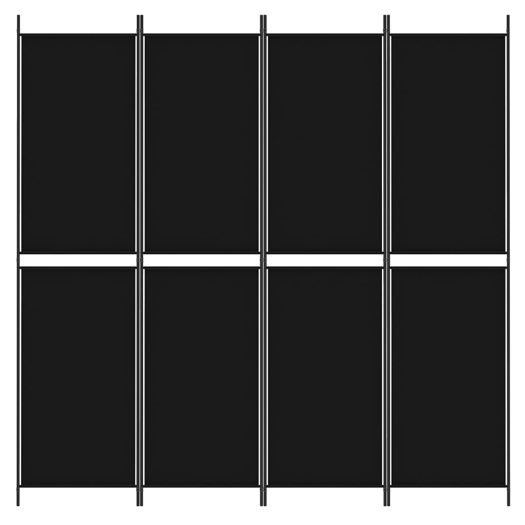 vidaXL 4-tlg. Paravent Schwarz 200x200 cm Stoff