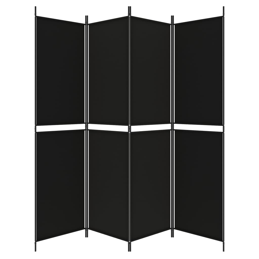 vidaXL 4-tlg. Paravent Schwarz 200x200 cm Stoff