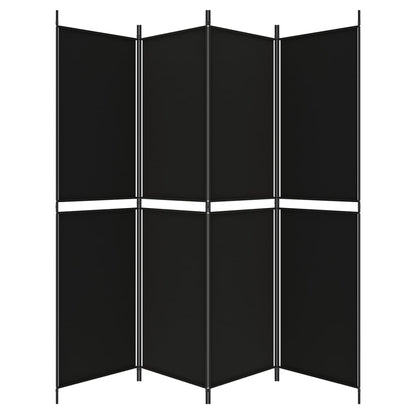 vidaXL 4-tlg. Paravent Schwarz 200x200 cm Stoff