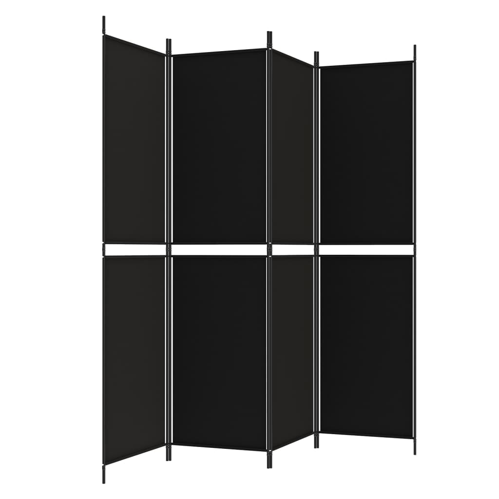 vidaXL 4-tlg. Paravent Schwarz 200x200 cm Stoff